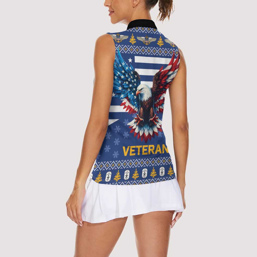 US Navy 250th Anniversary Veteran Women Sleeveless Polo Shirt - Wonder Print Shop