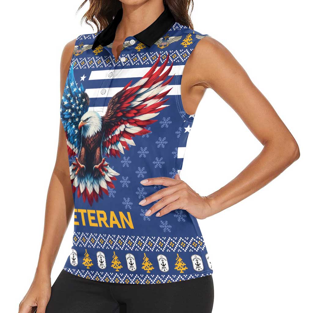 US Navy 250th Anniversary Veteran Women Sleeveless Polo Shirt - Wonder Print Shop