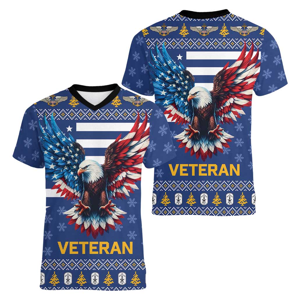 US Navy 250th Anniversary Veteran Women V-Neck T-Shirt - Wonder Print Shop
