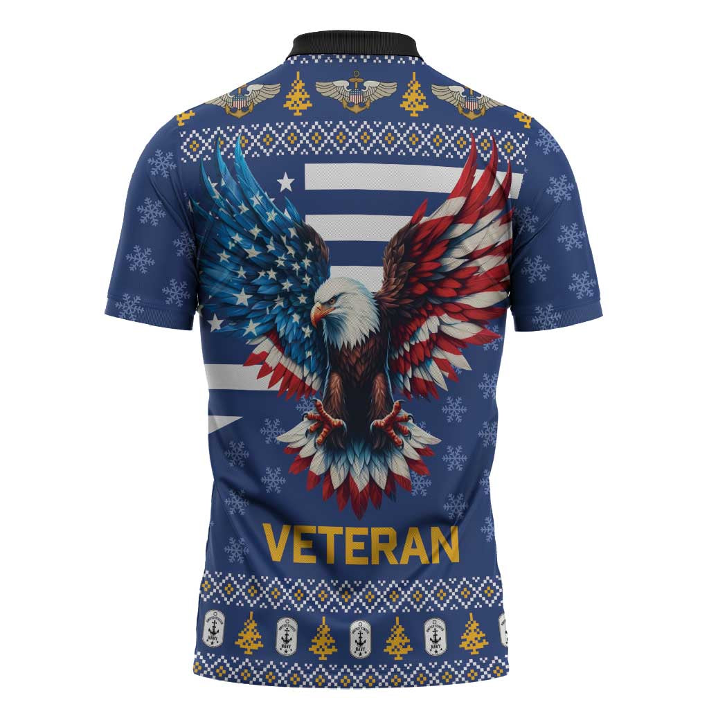 US Navy 250th Anniversary Veteran Zipper Polo Shirt - Wonder Print Shop