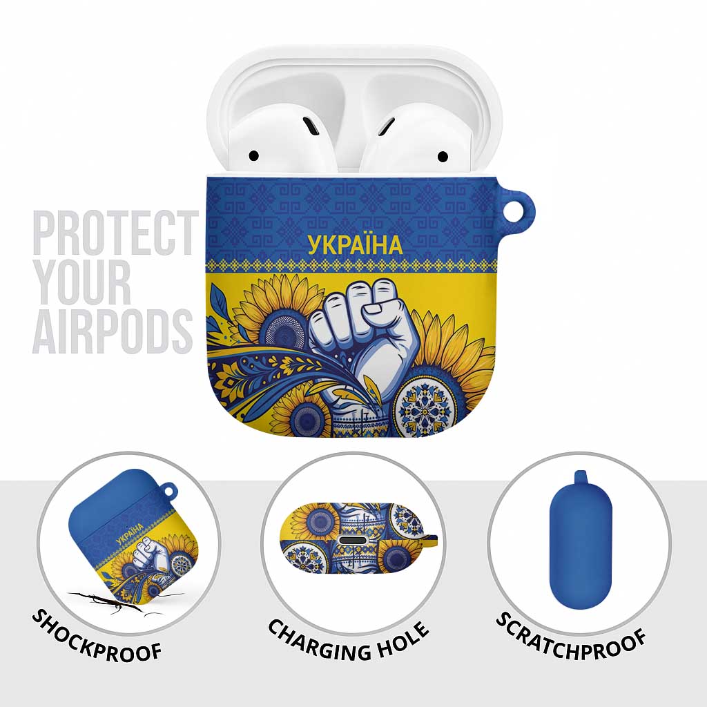 Ukraine Sunflowers Hand AirPods Case with Ukrainian Folk Pattern - Wonder Print Shop