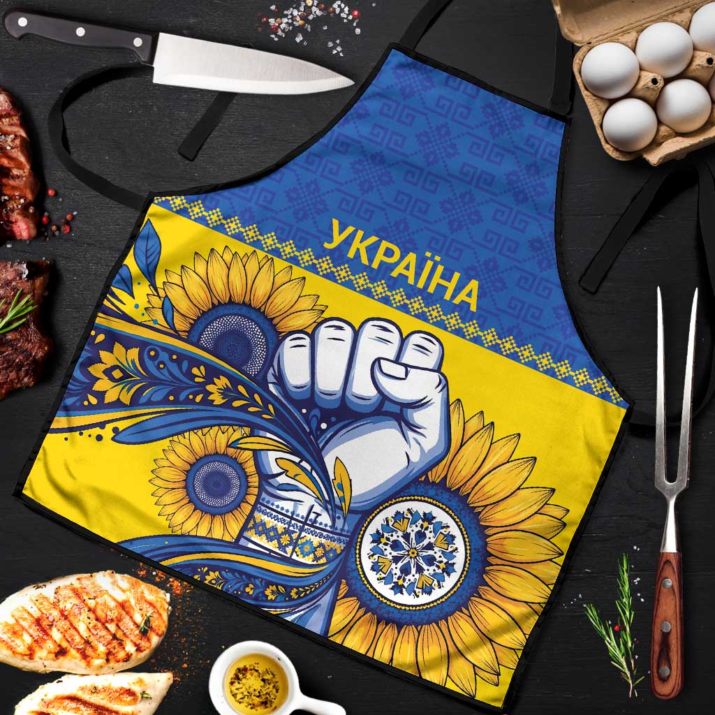 Ukraine Sunflowers Hand Apron with Ukrainian Folk Pattern - Wonder Print Shop