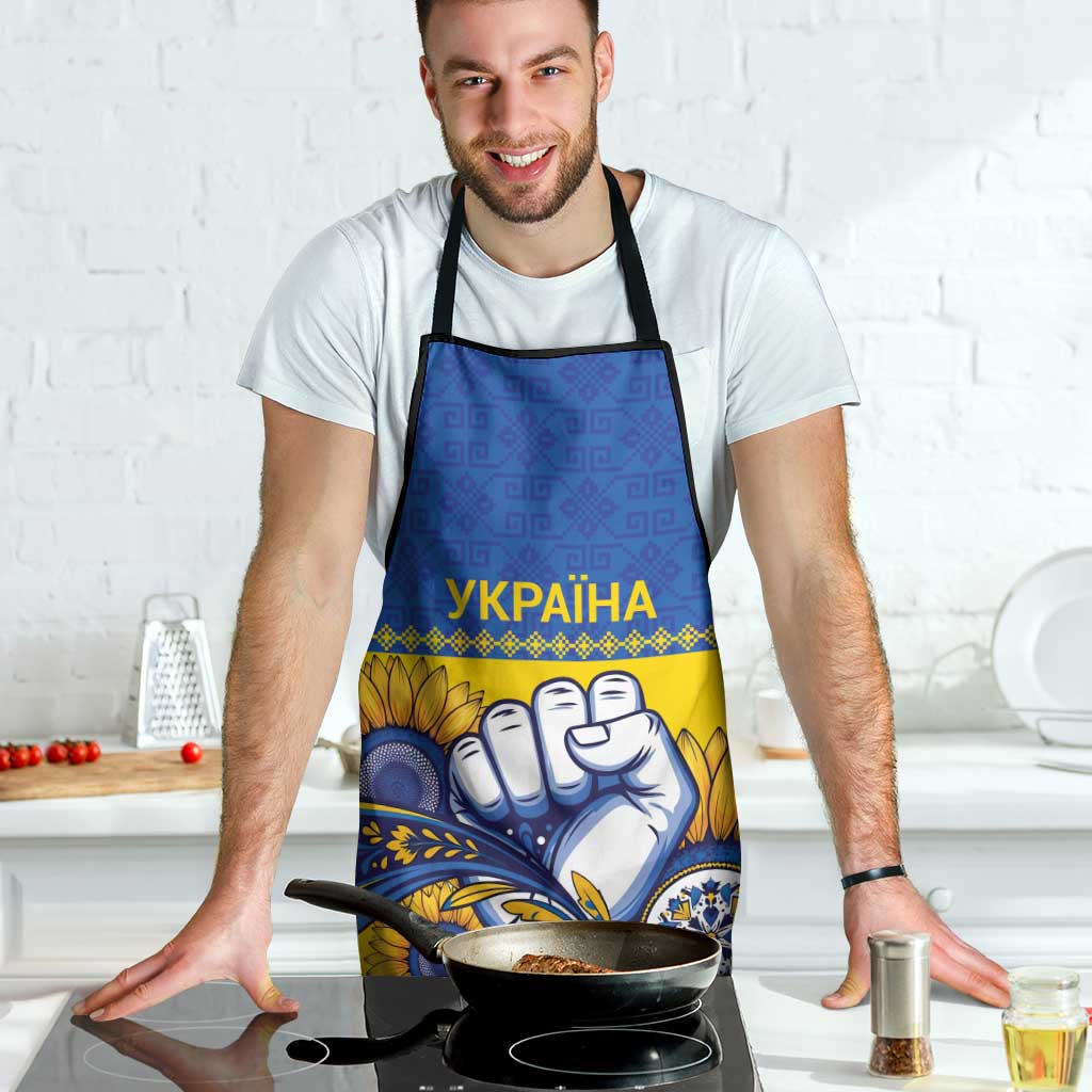 Ukraine Sunflowers Hand Apron with Ukrainian Folk Pattern - Wonder Print Shop