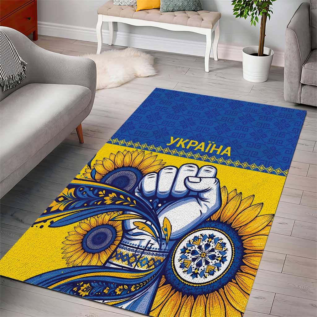 Ukraine Sunflowers Hand Area Rug with Ukrainian Folk Pattern - Wonder Print Shop
