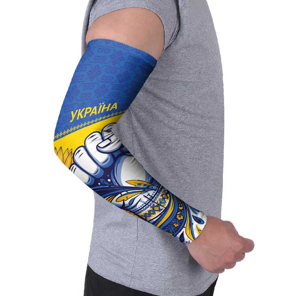 Ukraine Sunflowers Hand Arm Sleeves with Ukrainian Folk Pattern - Wonder Print Shop