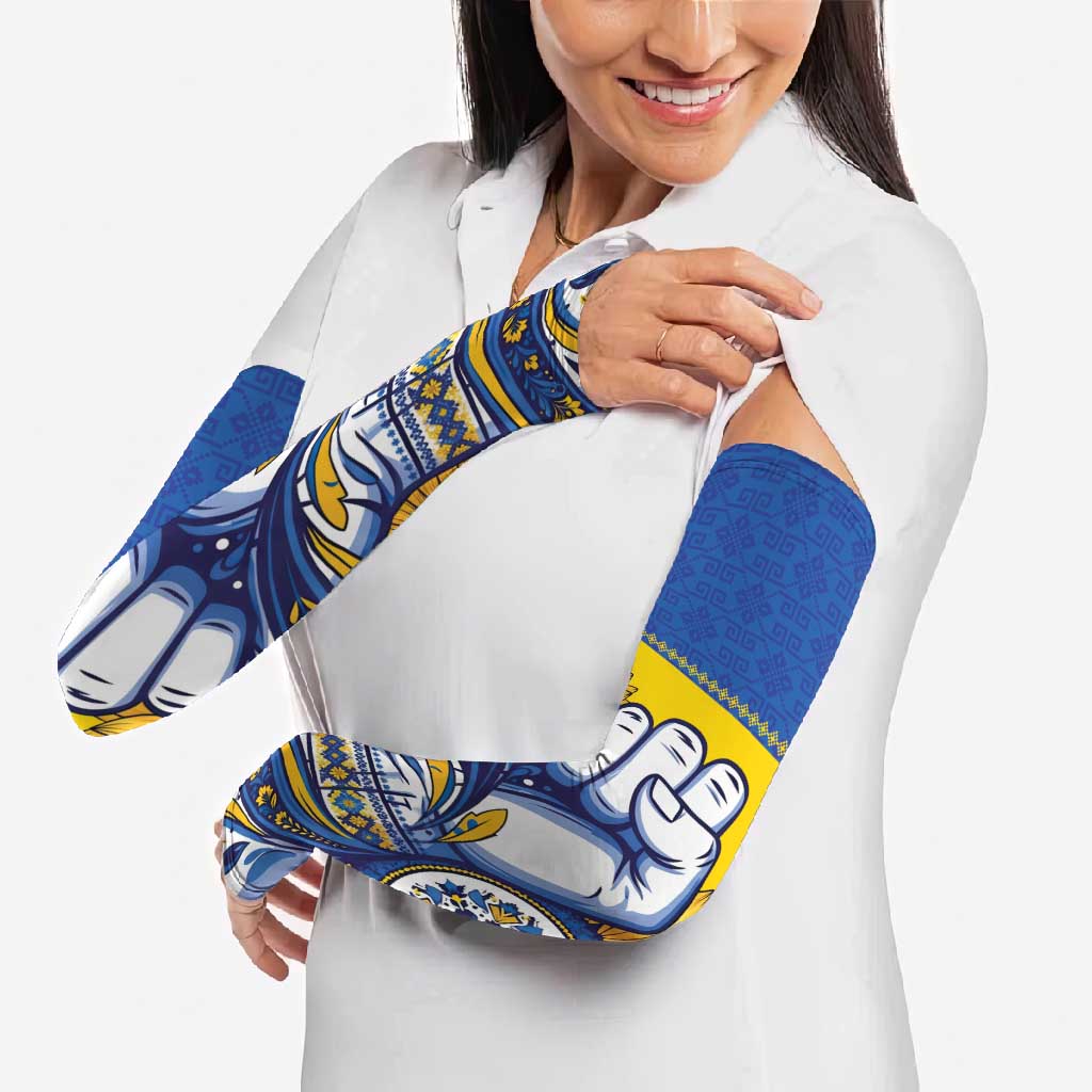 Ukraine Sunflowers Hand Arm Sleeves with Ukrainian Folk Pattern - Wonder Print Shop