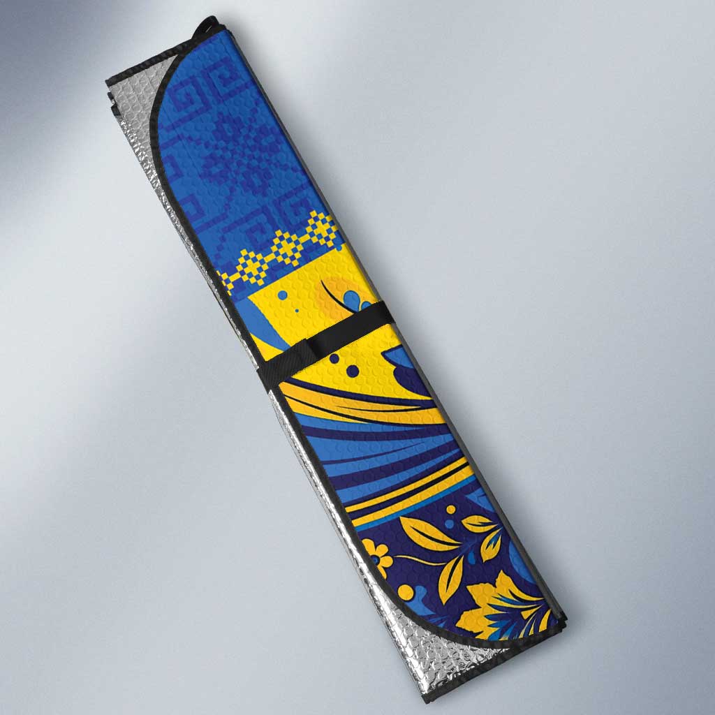 Ukraine Sunflowers Hand Auto Sun Shade with Ukrainian Folk Pattern - Wonder Print Shop