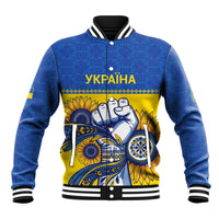 Ukraine Sunflowers Hand Baseball Jacket with Ukrainian Folk Pattern - Wonder Print Shop