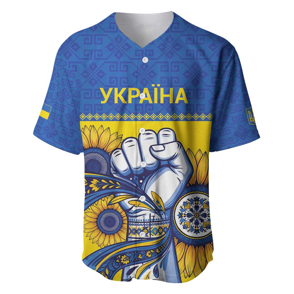 Ukraine Sunflowers Hand Baseball Jersey with Ukrainian Folk Pattern - Wonder Print Shop