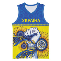 Ukraine Sunflowers Hand Basketball Jersey with Ukrainian Folk Pattern - Wonder Print Shop