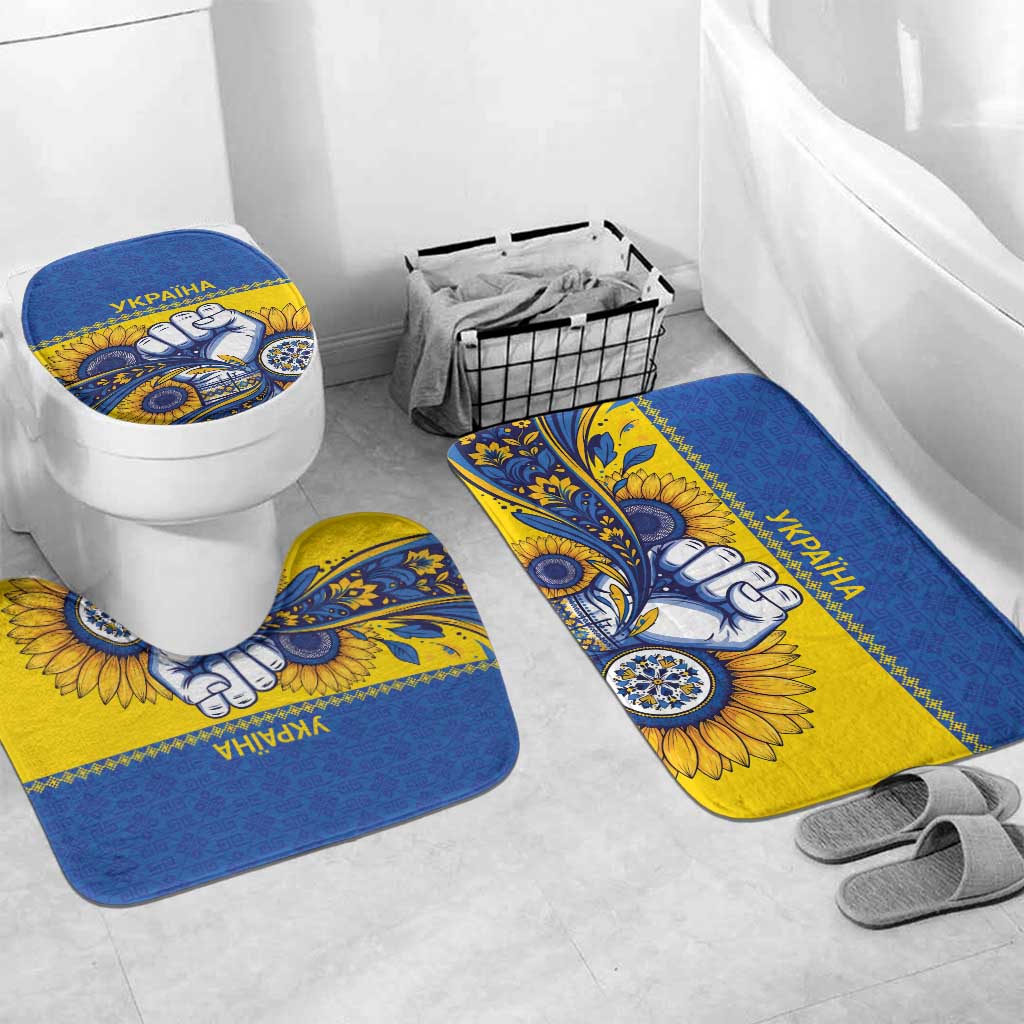 Ukraine Sunflowers Hand Bathroom Set with Ukrainian Folk Pattern - Wonder Print Shop