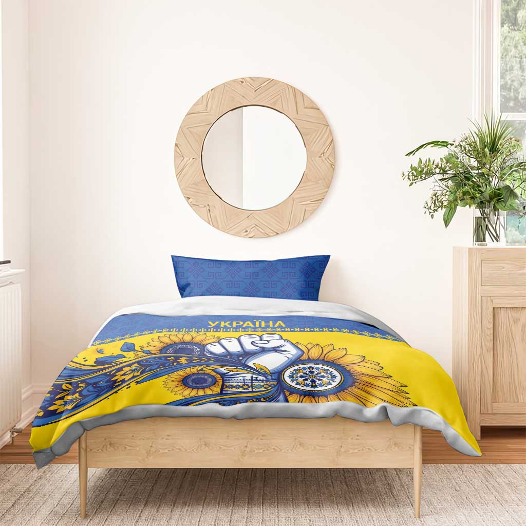 Ukraine Sunflowers Hand Bedding Set with Ukrainian Folk Pattern - Wonder Print Shop
