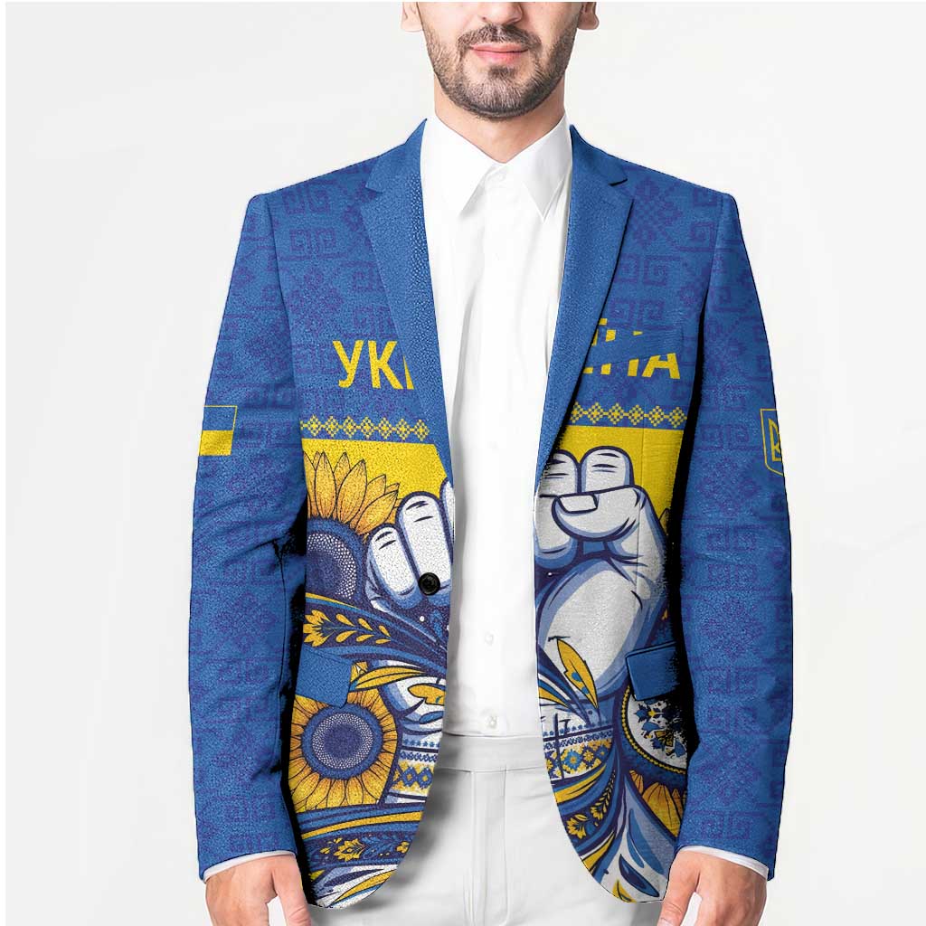 Ukraine Sunflowers Hand Blazer with Ukrainian Folk Pattern - Wonder Print Shop