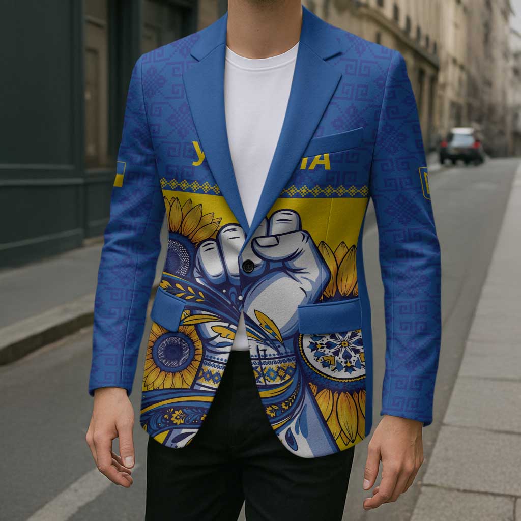 Ukraine Sunflowers Hand Blazer with Ukrainian Folk Pattern - Wonder Print Shop
