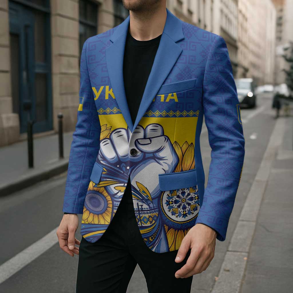 Ukraine Sunflowers Hand Blazer with Ukrainian Folk Pattern - Wonder Print Shop