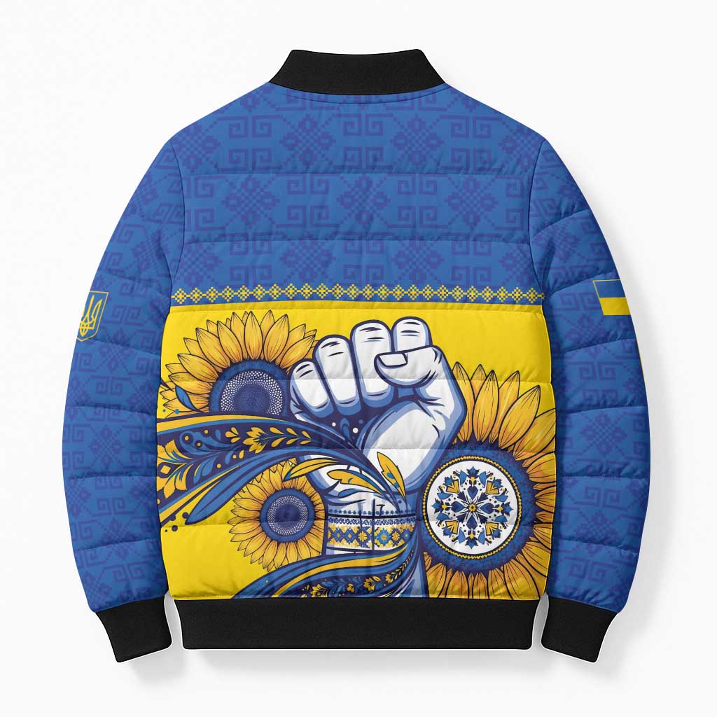 Ukraine Sunflowers Hand Bomber Puffer Jacket with Ukrainian Folk Pattern - Wonder Print Shop