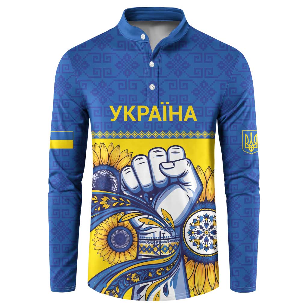 Ukraine Sunflowers Hand Button Sweatshirt with Ukrainian Folk Pattern - Wonder Print Shop