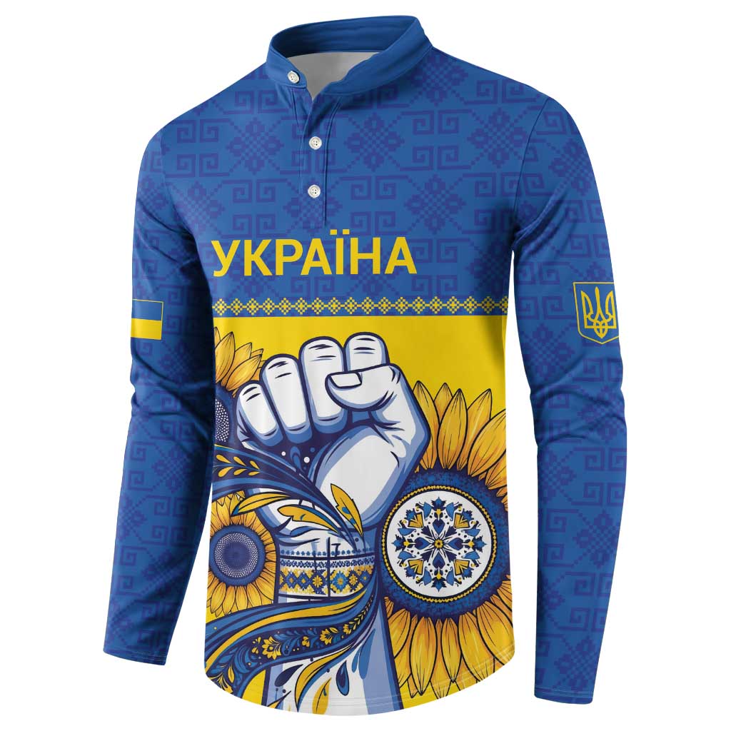 Ukraine Sunflowers Hand Button Sweatshirt with Ukrainian Folk Pattern - Wonder Print Shop