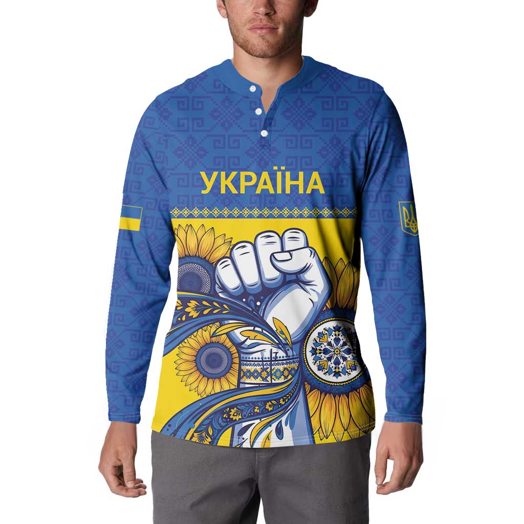 Ukraine Sunflowers Hand Button Sweatshirt with Ukrainian Folk Pattern - Wonder Print Shop