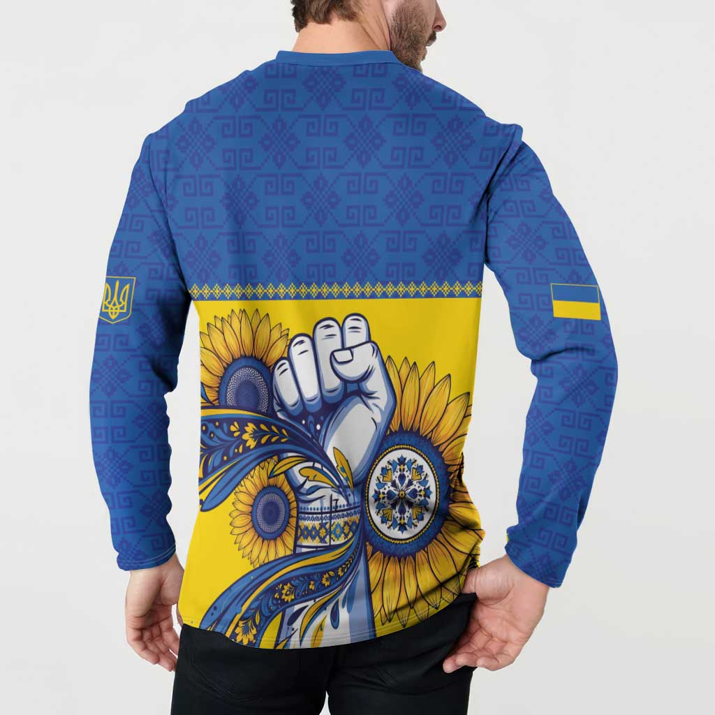 Ukraine Sunflowers Hand Button Sweatshirt with Ukrainian Folk Pattern - Wonder Print Shop