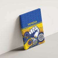 Ukraine Sunflowers Hand Canvas Wall Art with Ukrainian Folk Pattern - Wonder Print Shop
