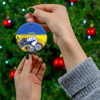 Ukraine Sunflowers Hand Ceramic Ornament with Ukrainian Folk Pattern - Wonder Print Shop