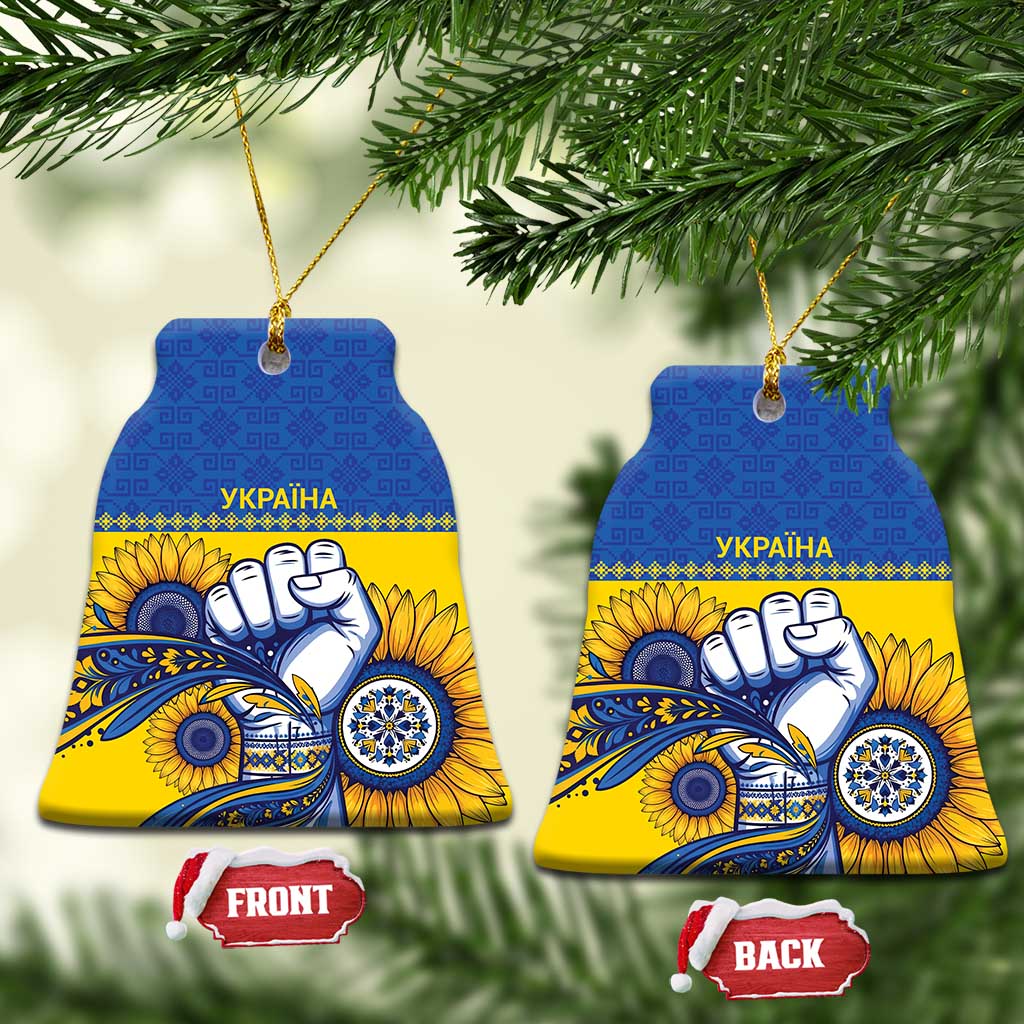 Ukraine Sunflowers Hand Ceramic Ornament with Ukrainian Folk Pattern - Wonder Print Shop