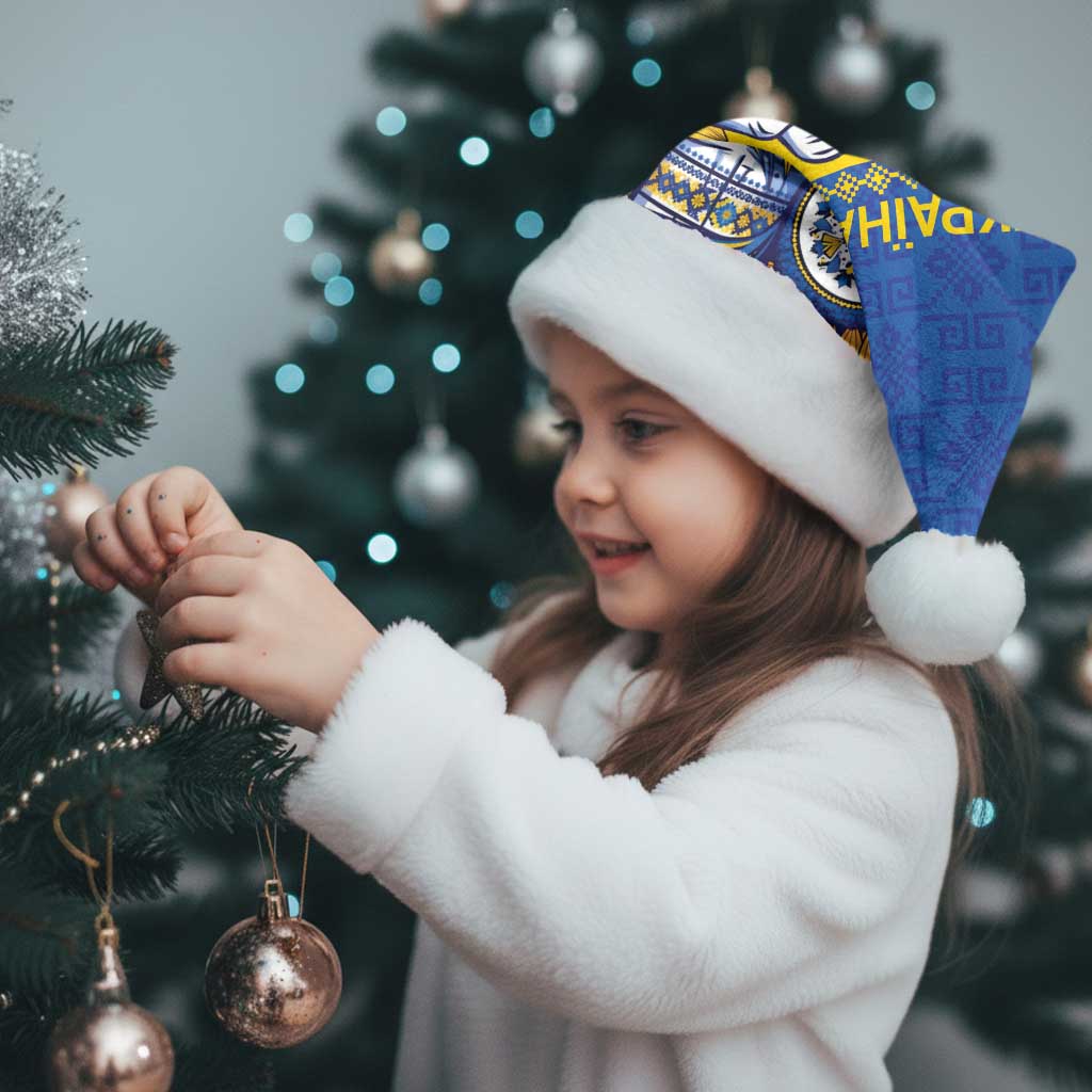 Ukraine Sunflowers Hand Christmas Santa Hat with Ukrainian Folk Pattern - Wonder Print Shop