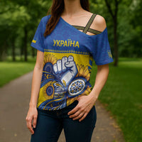 Ukraine Sunflowers Hand Cross Shoulder Shirt with Ukrainian Folk Pattern - Wonder Print Shop