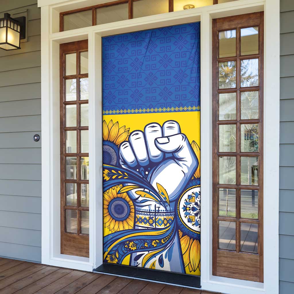 Ukraine Sunflowers Hand Door Cover with Ukrainian Folk Pattern - Wonder Print Shop