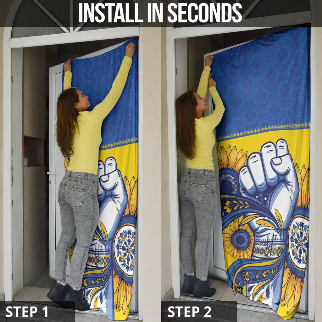 Ukraine Sunflowers Hand Door Cover with Ukrainian Folk Pattern - Wonder Print Shop