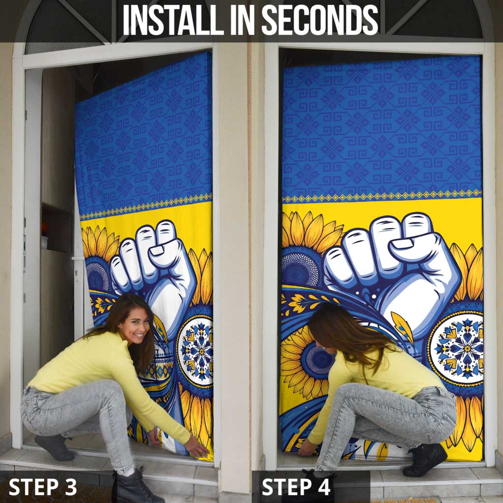 Ukraine Sunflowers Hand Door Cover with Ukrainian Folk Pattern - Wonder Print Shop