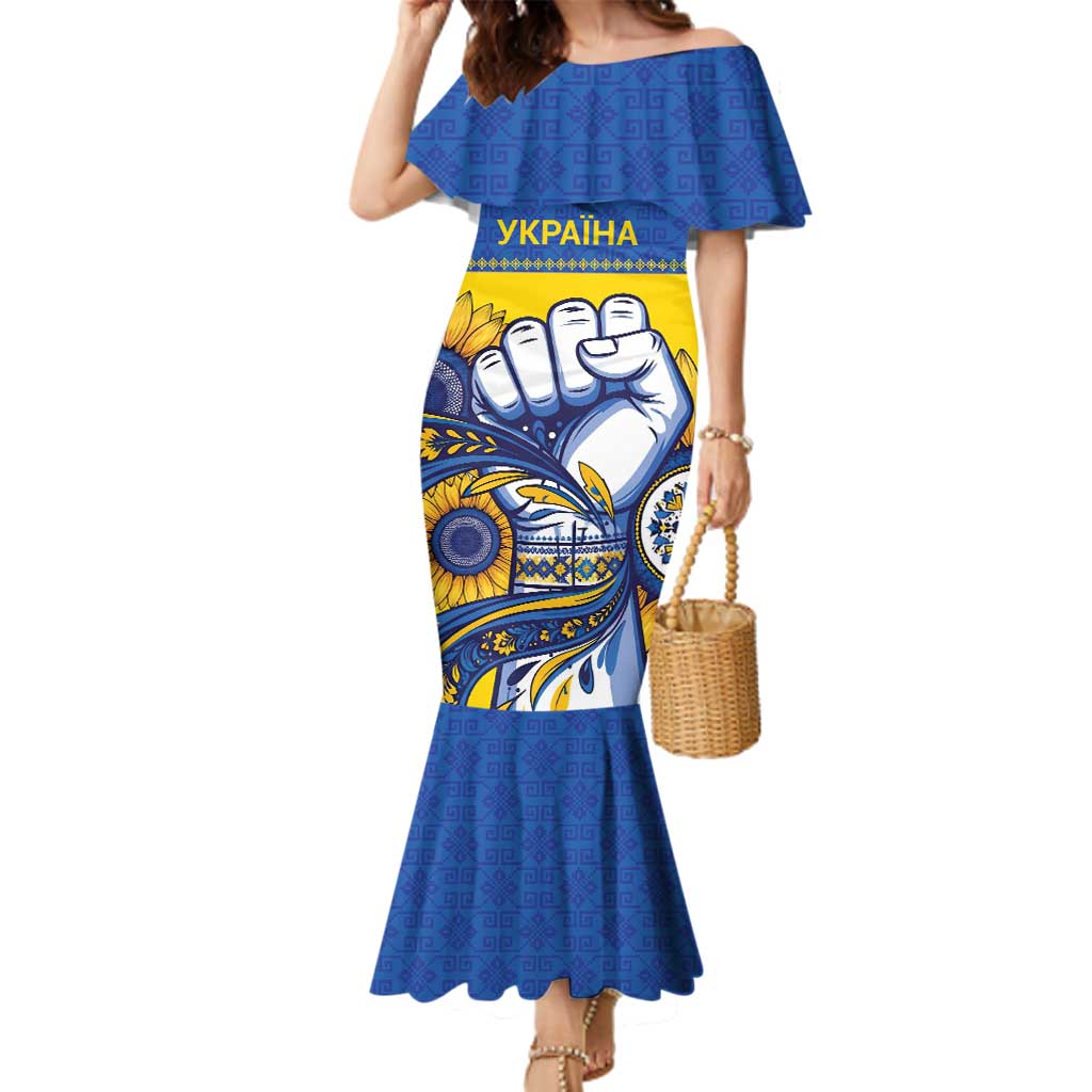 Ukraine Sunflowers Hand Family Matching Mermaid Dress and Hawaiian Shirt with Ukrainian Folk Pattern - Wonder Print Shop