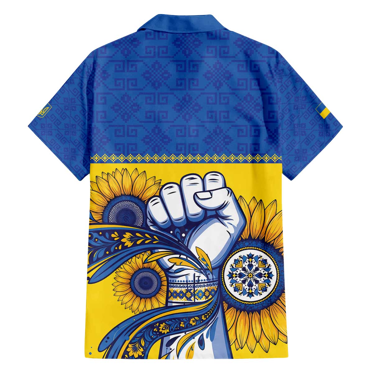 Ukraine Sunflowers Hand Family Matching Off The Shoulder Long Sleeve Dress and Hawaiian Shirt with Ukrainian Folk Pattern - Wonder Print Shop