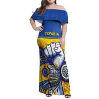 Ukraine Sunflowers Hand Family Matching Off Shoulder Maxi Dress and Hawaiian Shirt with Ukrainian Folk Pattern - Wonder Print Shop