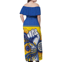 Ukraine Sunflowers Hand Family Matching Off Shoulder Maxi Dress and Hawaiian Shirt with Ukrainian Folk Pattern - Wonder Print Shop