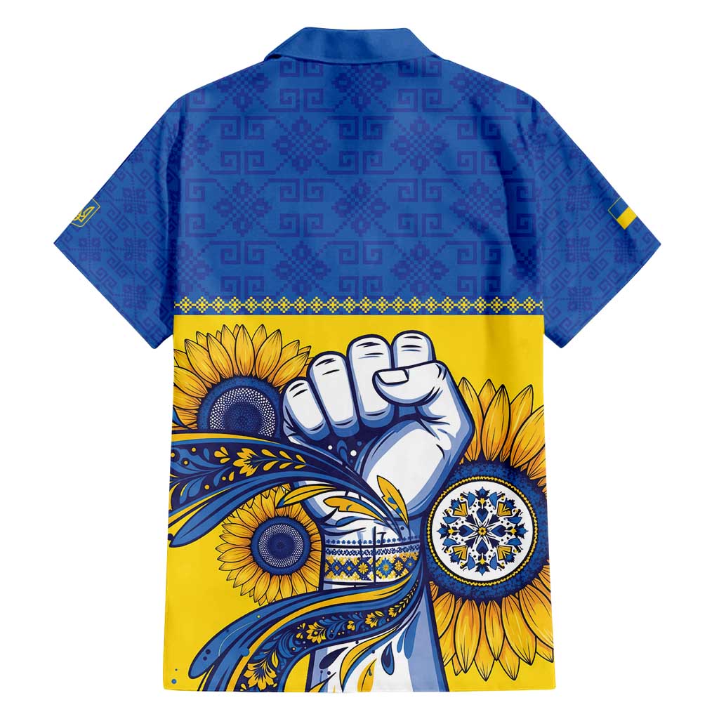 Ukraine Sunflowers Hand Family Matching Off Shoulder Short Dress and Hawaiian Shirt with Ukrainian Folk Pattern - Wonder Print Shop