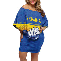 Ukraine Sunflowers Hand Family Matching Off Shoulder Short Dress and Hawaiian Shirt with Ukrainian Folk Pattern - Wonder Print Shop