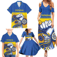 Ukraine Sunflowers Hand Family Matching Summer Maxi Dress and Hawaiian Shirt with Ukrainian Folk Pattern - Wonder Print Shop
