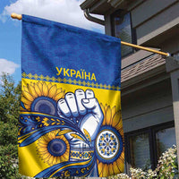 Ukraine Sunflowers Hand Garden Flag with Ukrainian Folk Pattern - Wonder Print Shop