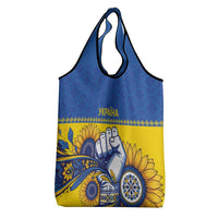 Ukraine Sunflowers Hand Grocery Bag with Ukrainian Folk Pattern - Wonder Print Shop