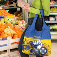 Ukraine Sunflowers Hand Grocery Bag with Ukrainian Folk Pattern - Wonder Print Shop