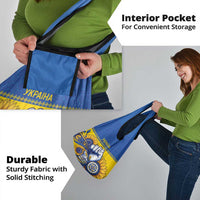 Ukraine Sunflowers Hand Grocery Bag with Ukrainian Folk Pattern - Wonder Print Shop