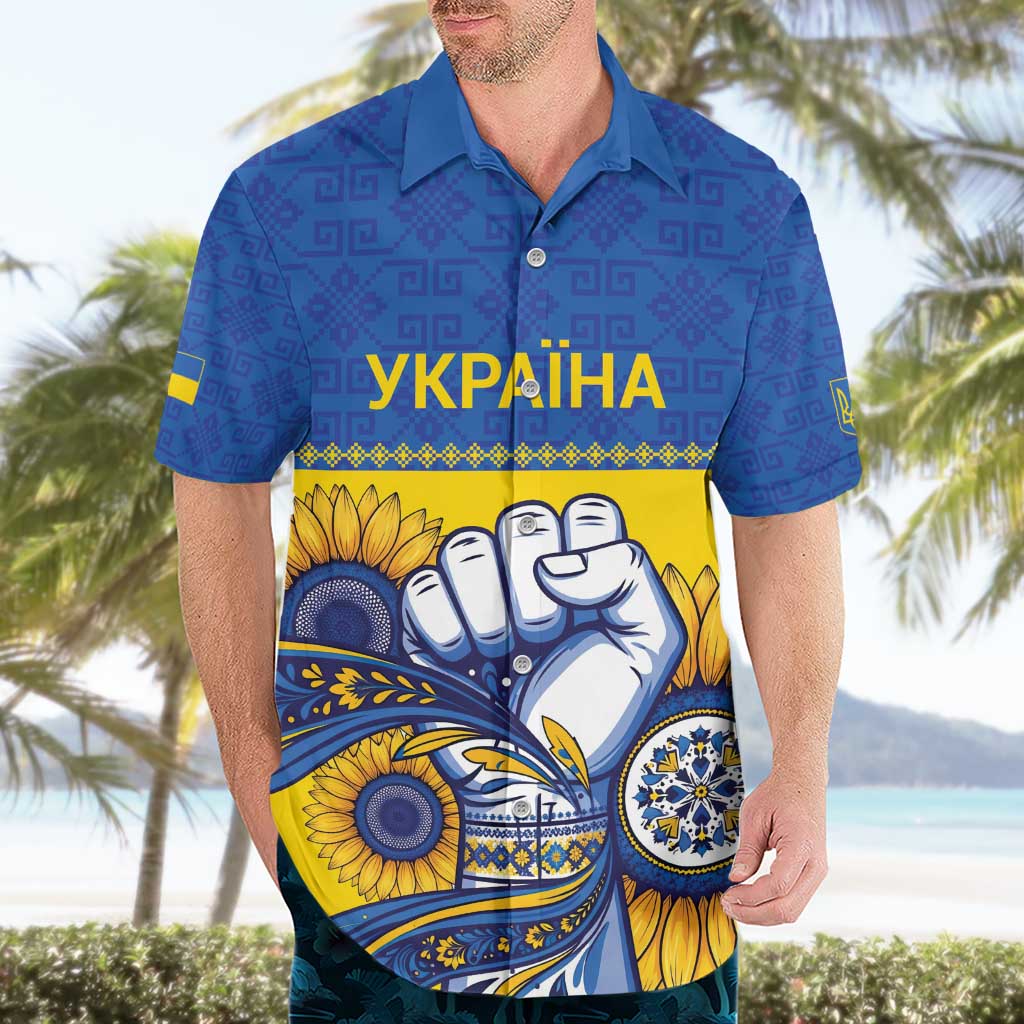 Ukraine Sunflowers Hand Hawaiian Shirt with Ukrainian Folk Pattern - Wonder Print Shop