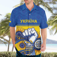 Ukraine Sunflowers Hand Hawaiian Shirt with Ukrainian Folk Pattern - Wonder Print Shop