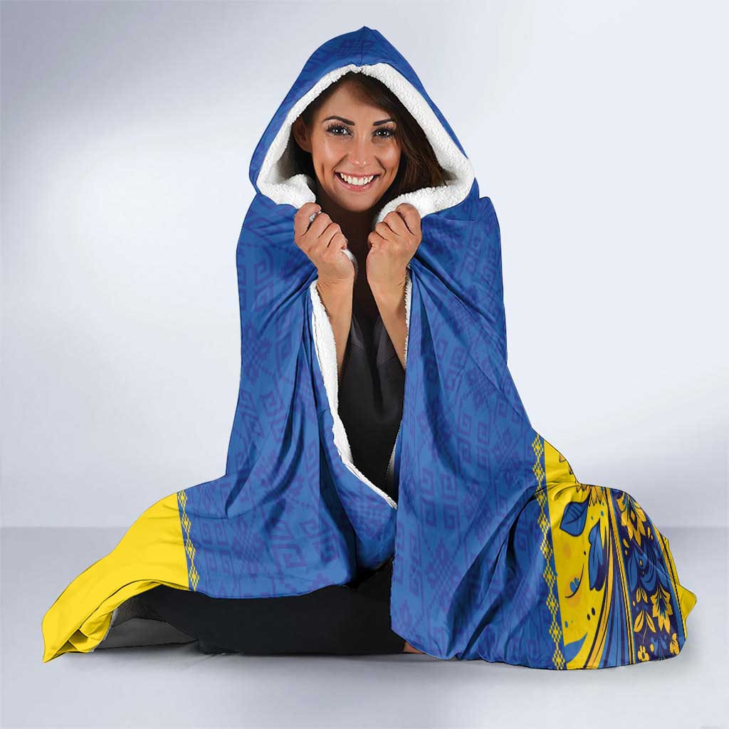 Ukraine Sunflowers Hand Hooded Blanket with Ukrainian Folk Pattern - Wonder Print Shop
