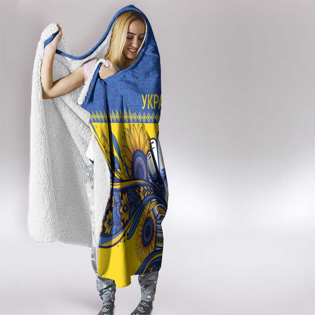Ukraine Sunflowers Hand Hooded Blanket with Ukrainian Folk Pattern - Wonder Print Shop