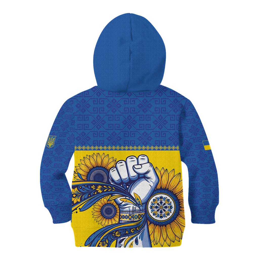 Ukraine Sunflowers Hand Kid Hoodie with Ukrainian Folk Pattern - Wonder Print Shop