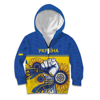 Ukraine Sunflowers Hand Kid Hoodie with Ukrainian Folk Pattern - Wonder Print Shop