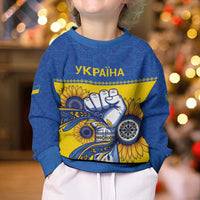 Ukraine Sunflowers Hand Kid Ugly Christmas Sweater with Ukrainian Folk Pattern - Wonder Print Shop